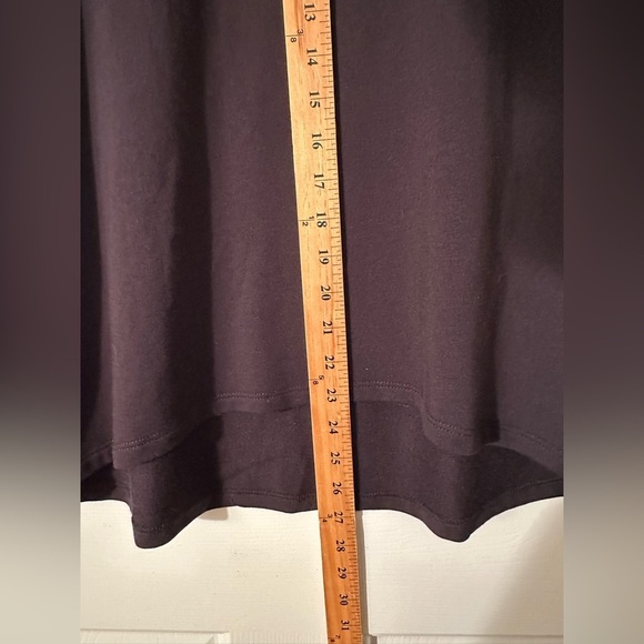 RO & DE XS Black SOFT Stretchy Crew Neck Ruffled Sleeve Smile Hem Hi Lo MADE USA - Picture 9 of 11